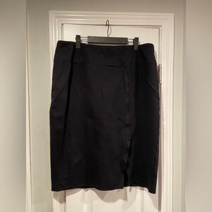 Worthington Size XLT Black Pull On Stretch Elastic Waist Front Slit Pencil Skirt
